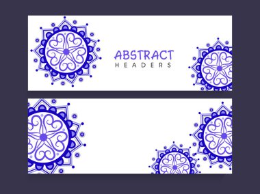 Mandala Süslemeleri ile süslenmiş Sosyal Medya Bayrağı veya Başlık Seti ve Boşluğu Kopyala.