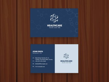 Mavi ve Beyaz Çift Taraflı Sağlık Kartı Tasarımı.