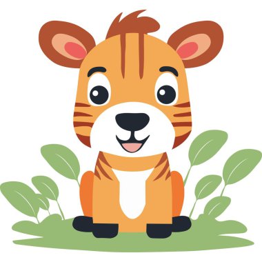 Şirin Çizgi film Kaplan Yavrusu Karakteri Doğada Oturuyor.