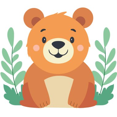 Doğada Oturan Sevimli Çizgi Film Karakteri.