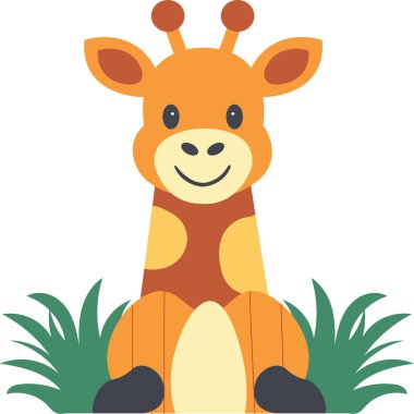 Şirin Zürafa Çizgi Filmi Karakteri Doğada Oturuyor.