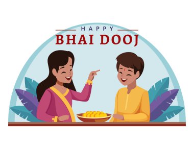 Ağabeyinin Alnına Tilak Uygulayan Hintli Kız Kardeş Mutlu Bhai Dooj Festivali 'nde, tebrik kartı olarak kullanılıyor..