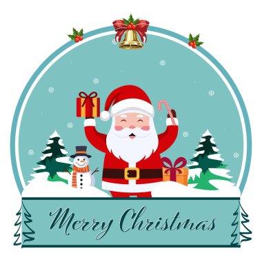 Neşeli Noel Baba Karakteri, Kardan Adam, Hediyeler ve Karlı Ağaç Resimleri 'yle Mutlu Noeller..