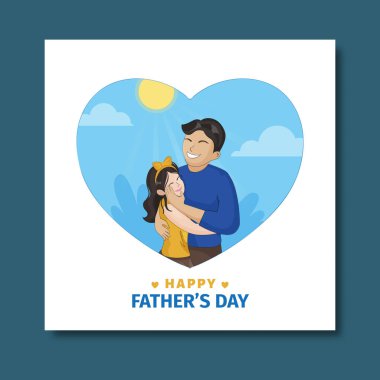 Mutlu Babalar Günü Postası Sevimli Küçük Bir Kızın Samimi Anı Portresi Açık Hava Resimlerinde Babasına Sarıldı.