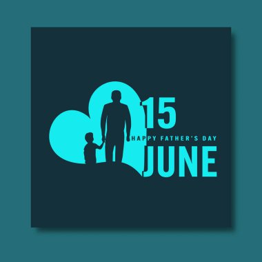 15 Haziran, Babalar Günü 'nde Siluet Karakteriyle Babalar Günü' nün Kutlama Kartı.