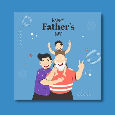 Mutlu Babalar Günü Postası Üç Nesil Halkın İllüstrasyonuyla