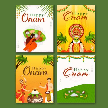 Dört Seçenekli Festival Elementleriyle Mutlu Onam Tebrik Kartları.