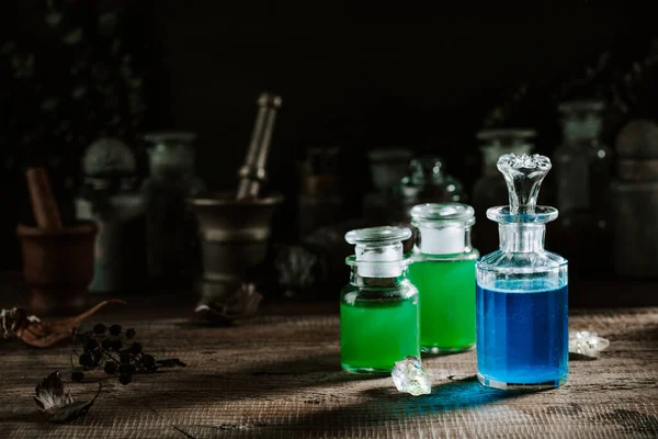Witchcraft Still Life Concept Potion Herbs Ingredients Magical Equipment — Stock Photo, Image