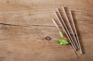 çevre dostu yeniden kullanılabilir metal içme saman. sıfır atık kavramı