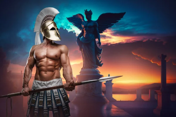 Τέχνη Του Ισχυρού Πολεμιστή Από Την Αρχαία Ελλάδα Γυμνό Κορμό — Φωτογραφία Αρχείου
