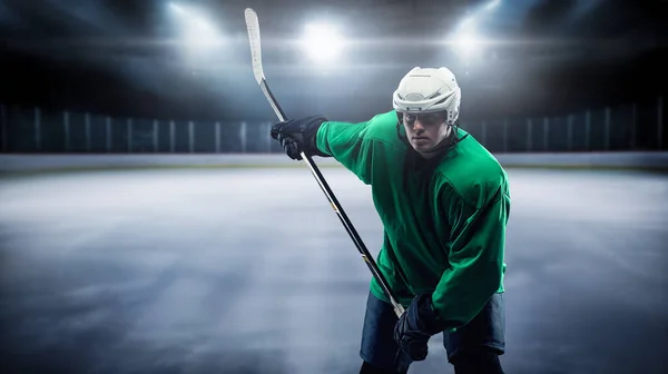Kunst Des Hockeyspielers Mann Sportkleidung Und Helm — Stockfoto