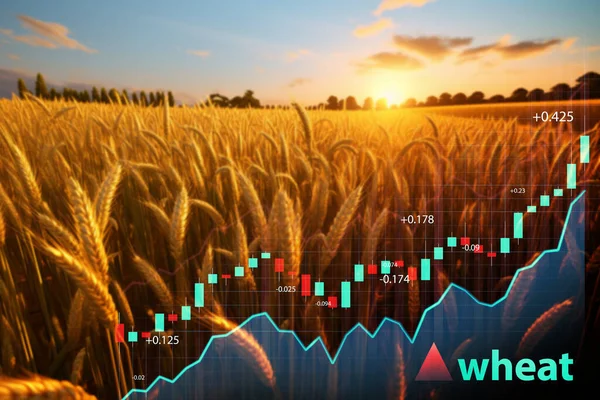 Shot Extensive Wheat Fields Countryside Graph Going — Stock Photo, Image