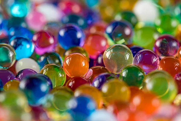 Waterkralen Close Abstracte Achtergrond Textuur Van Hydrogel Ballen Vele Kleurrijke — Stockfoto