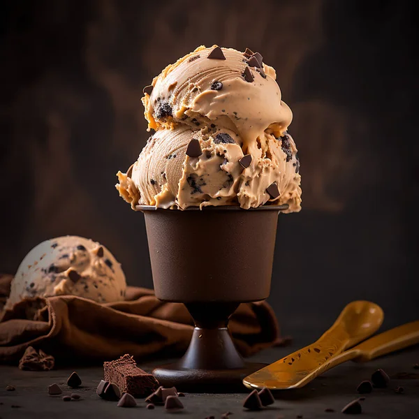 巧克力片咖啡冰淇淋 图库照片