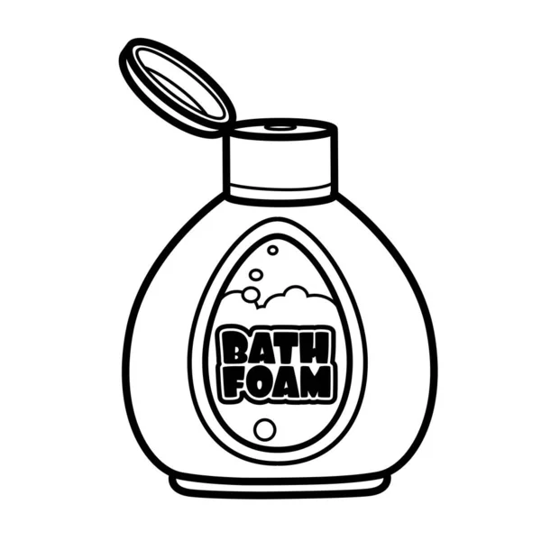 Bath Foam Bottle Outlined White Background — Stock Vector