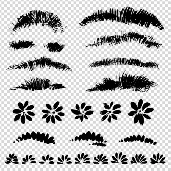 Texture Noire Abstraite Herbe Éléments Nature Coups Pinceau Sur Fond — Image vectorielle
