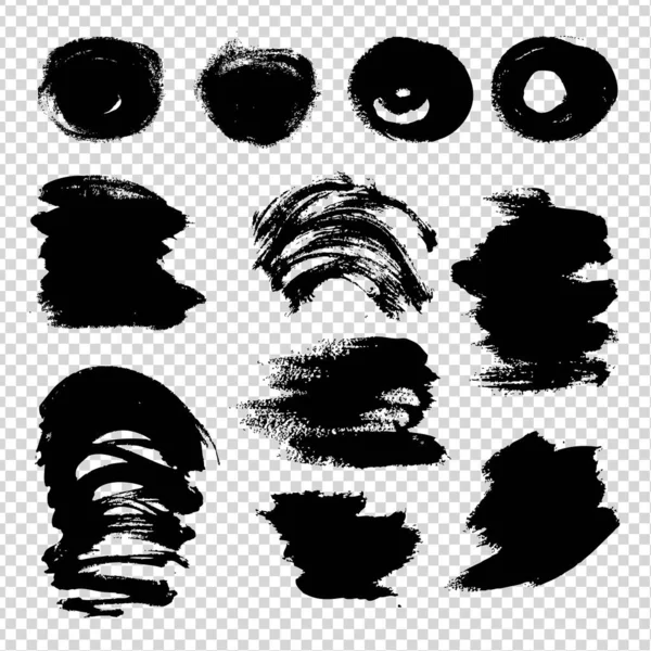 Abstrait Noir Complexe Différents Éléments Texturés Coups Pinceau Sur Fond — Image vectorielle