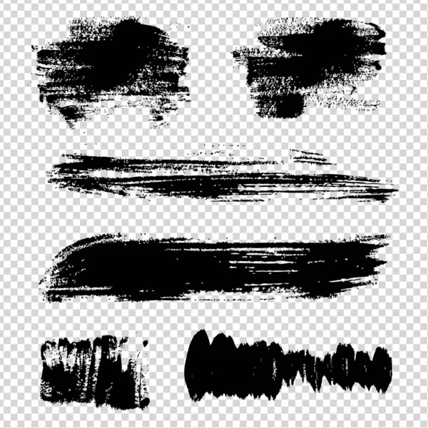 Abstrait Noir Droit Court Long Éléments Texturés Coups Pinceau Sur — Image vectorielle