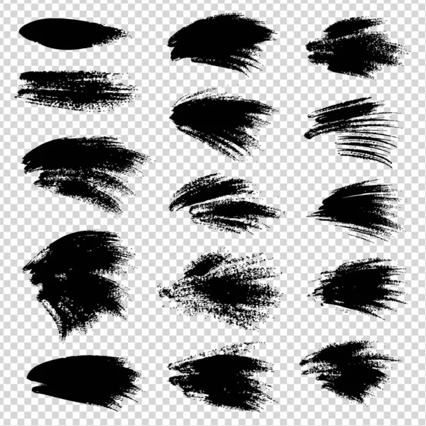 Elementos Textura Negra Abstracta Pinceladas Sobre Fondo Transparente Imitación — Vector de stock