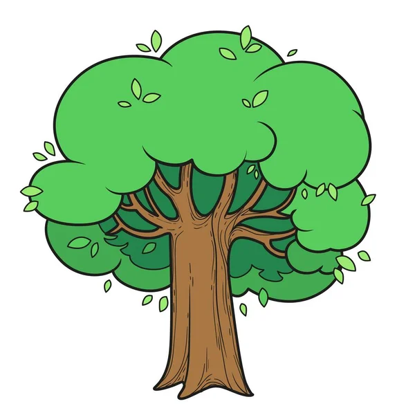 Beyaz Arkaplanda Izole Edilmiş Renklendirme Sayfası Için Büyük Foliar Ağaç — Stok Vektör