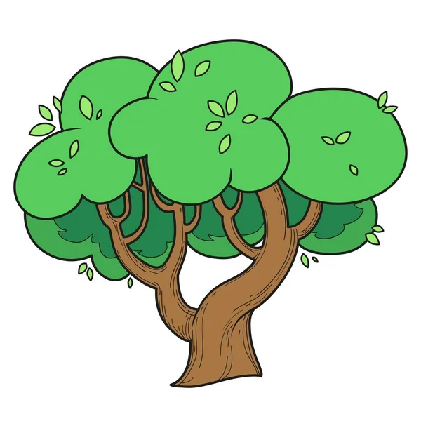 Strom Velkou Listovou Korunou Barevné Variace Pro Zbarvení Stránky Izolované — Stockový vektor