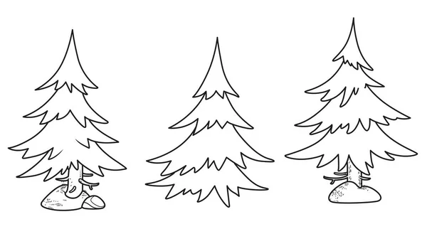 Spruce Δέντρο Περιγράφεται Παραλλαγή Για Χρωματισμό Σελίδα Απομονωμένη Λευκό Φόντο — Διανυσματικό Αρχείο
