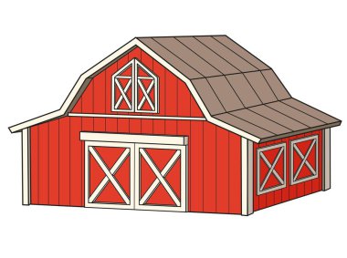 Big wooden barn color variation for coloring book on white background clipart
