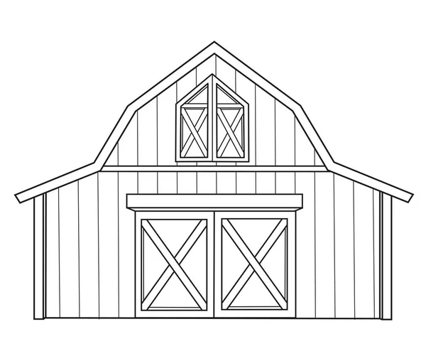 白色底色书的正面部分的大木制谷仓 — 图库矢量图片