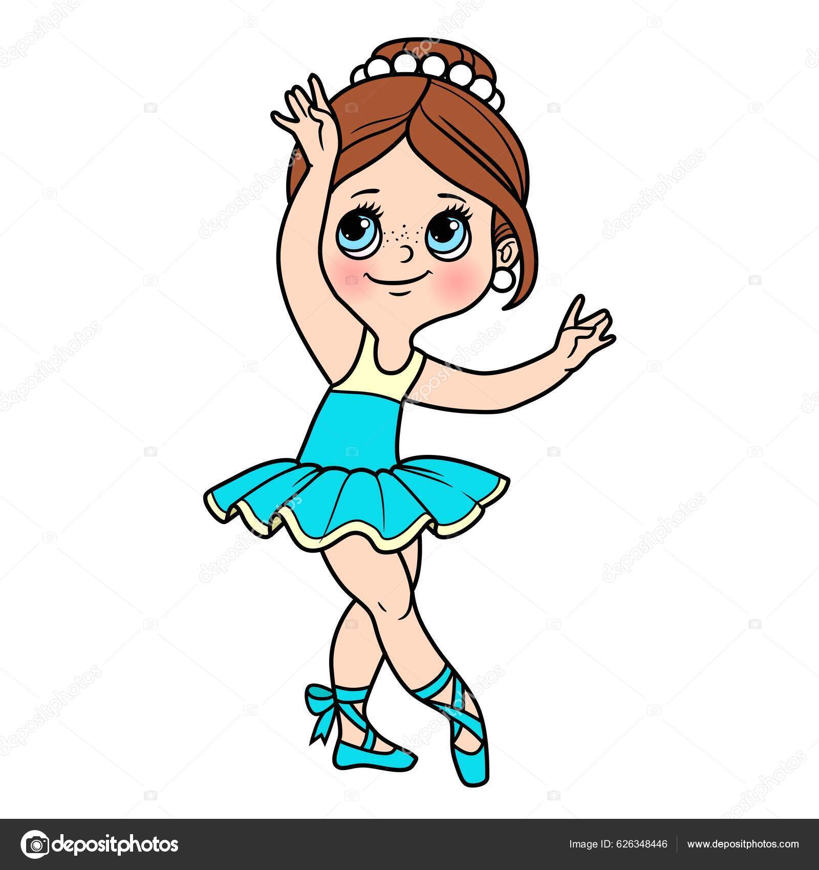Mignon Dessin Animé Petite Ballerine Fille Danse Variation Couleur Pour  Vecteur par ©yadviga 626348446