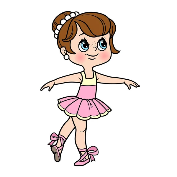 Bella Ballerina Ragazza Tutù Lussureggiante Scarpe Punta Variazione Colore Pagina — Vettoriale Stock