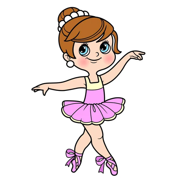 Hermosa Bailarina Chica Exuberante Tutú Zapatos Puntiagudos Bailando Variación Color — Vector de stock
