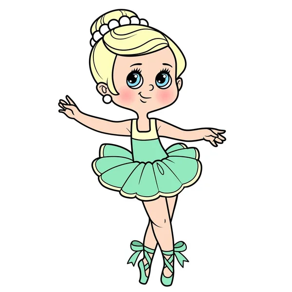 Kartun Indah Gadis Balerina Kecil Menari Dalam Variasi Warna Tutu - Stok Vektor