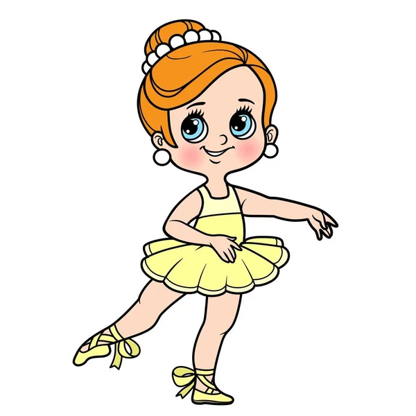 Beautiful Little Ballerina Girl Tutu Color Variation Coloring Page Isolated — Stock Vector