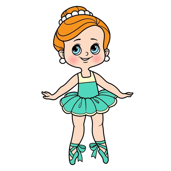 Cartoon Balerína Dívka Tanec Tutu Barevné Variace Pro Zbarvení Stránky — Stockový vektor