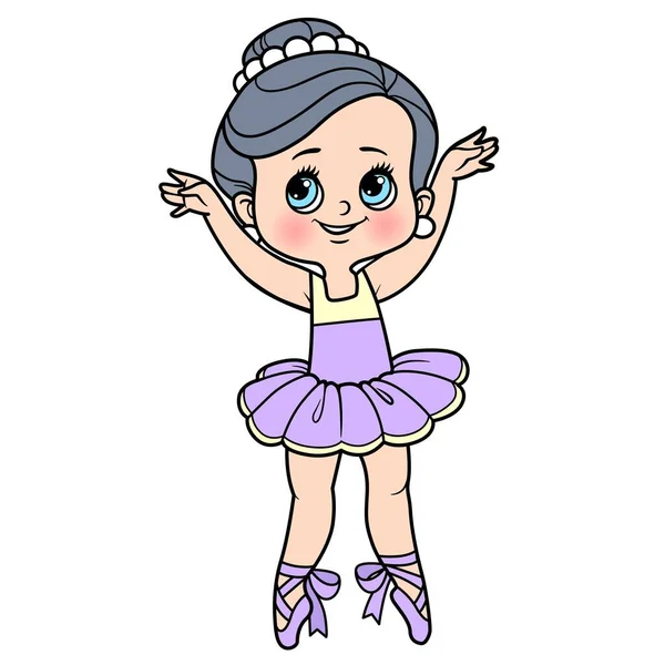 Bailarina Dibujos Animados Niña Los Dedos Los Pies Variación Color — Vector de stock
