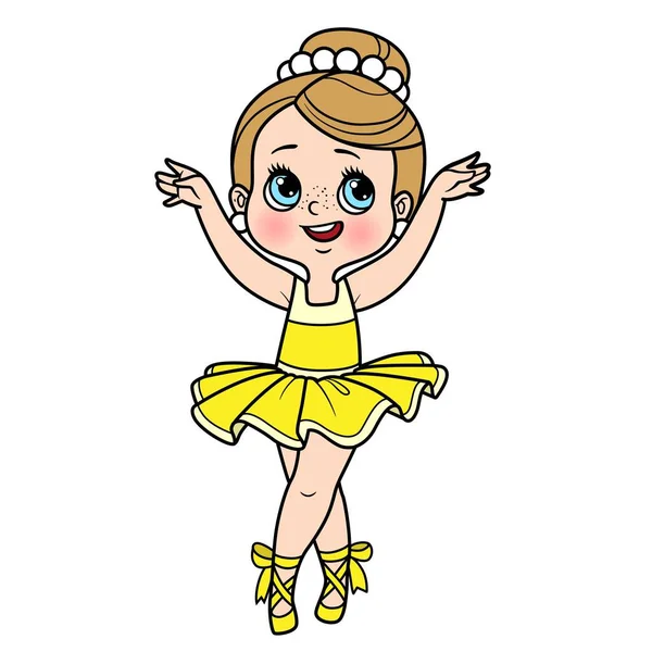 可爱的卡通芭蕾女舞女脚趾在尖尖的颜色变化为彩色页面隔离在白色的背景 — 图库矢量图片