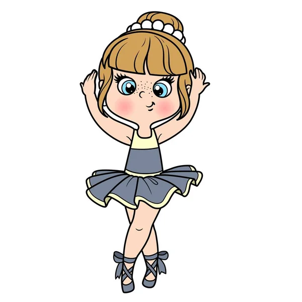 Leuke Cartoon Kleine Ballerina Meisje Dans Weelderige Tutu Kleur Variatie — Stockvector