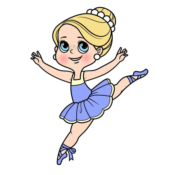 Mignon Dessin Animé Petite Fille Ballerine Dans Ballet Stand Variation — Image vectorielle