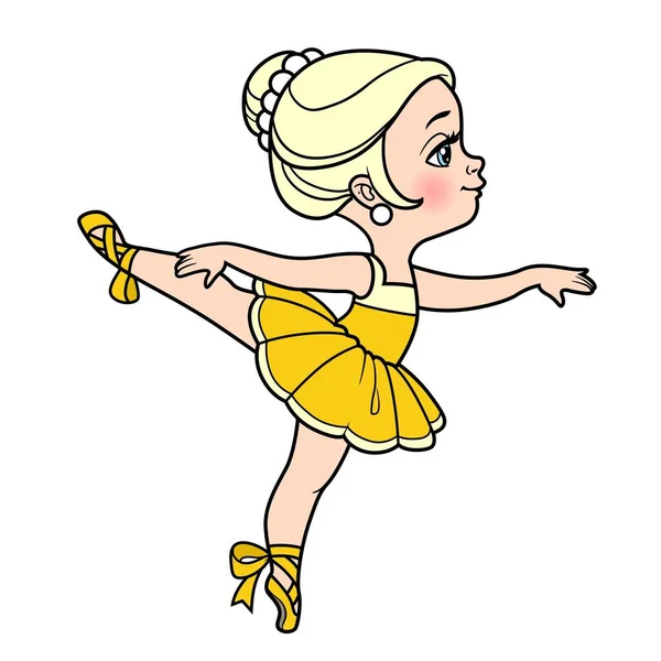 Nettes Cartoon Kleines Ballerina Mädchen Ballettständer Farbvariante Für Malseite — Stockvektor