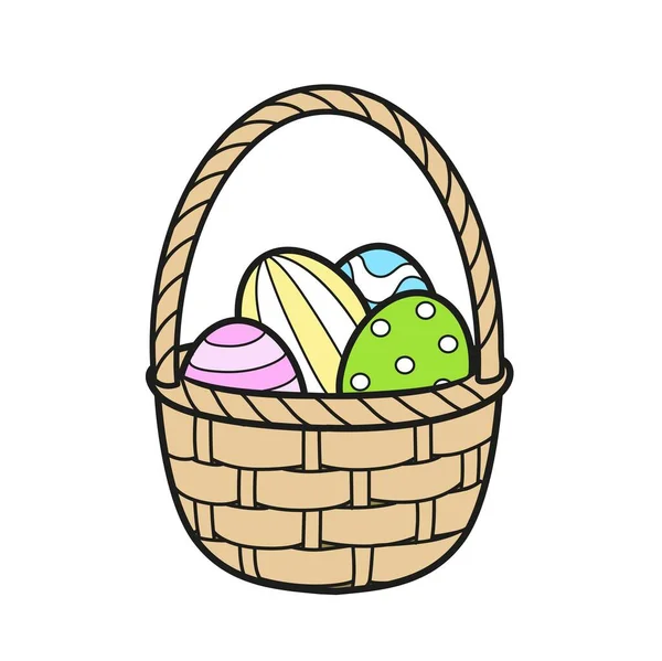 Košík Velikonoční Vejce Barevné Variace Pro Zbarvení Bílém Pozadí — Stockový vektor