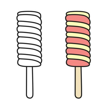 Beyaz arkaplanda meyve buzu boyama sayfası