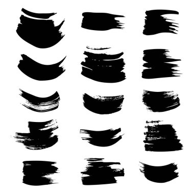 Soyut desenli fırça darbeleri beyaz arkaplanda siyah izole edilmiş