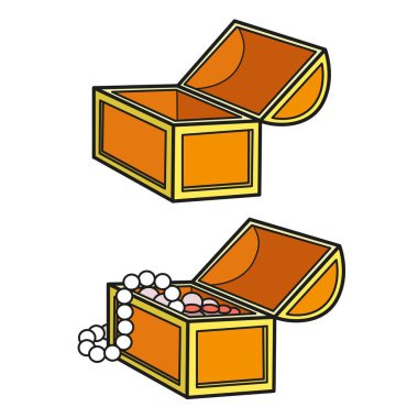 Jewelry box color variation for coloring book or icon isolated on a white background