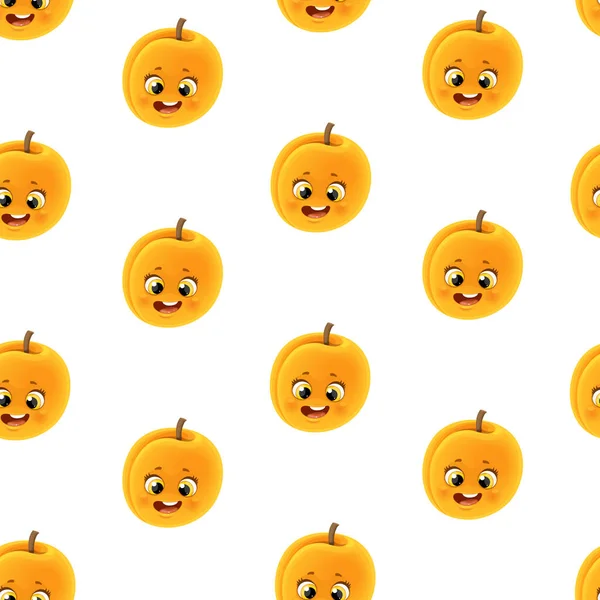 Patrón Sin Costuras Lindo Pequeño Dibujo Animado Emoji Naranja Albaricoque — Archivo Imágenes Vectoriales