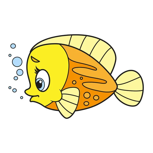 Cartoon Exotische Meeresfische Farbvariante Zum Ausmalen Seite Isoliert Auf Weißem — Stockvektor