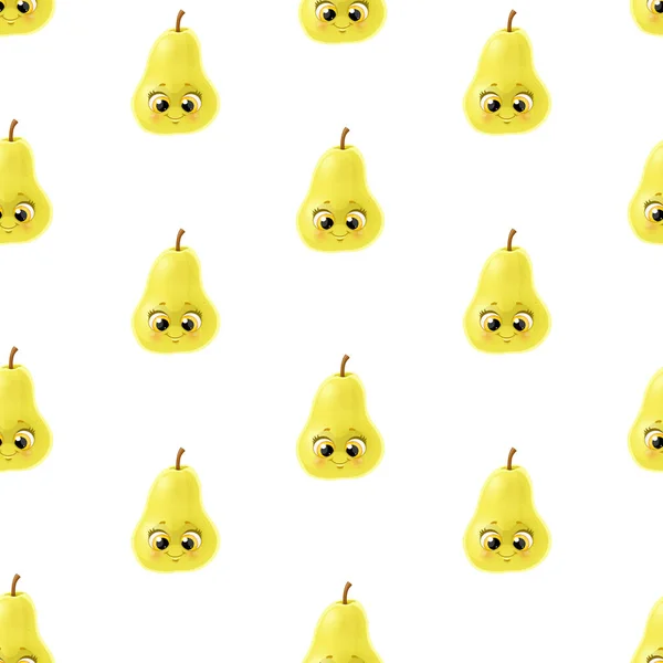 Naadloos Patroon Van Leuke Kleine Cartoon Emoji Peer Witte Achtergrond — Stockvector