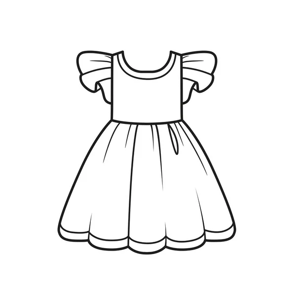 Piękny Zarys Sukienki Dla Kolorowanki Białym Tle — Wektor stockowy