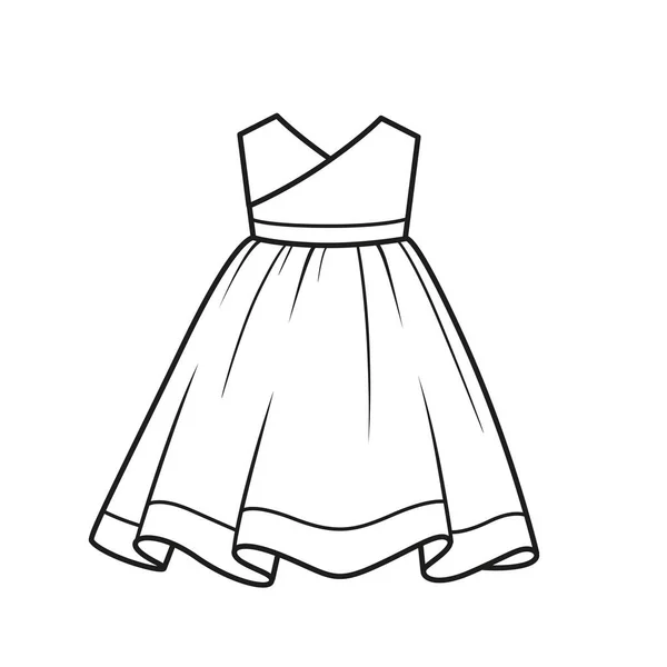 Όμορφο Casual Καλοκαιρινό Φόρεμα Περίγραμμα Για Χρωματισμό Λευκό Φόντο — Διανυσματικό Αρχείο