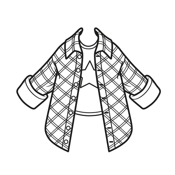 Groot Katoenen Overhemd Met Geometrisch Patroon Vierkante Omtrek Voor Het — Stockvector