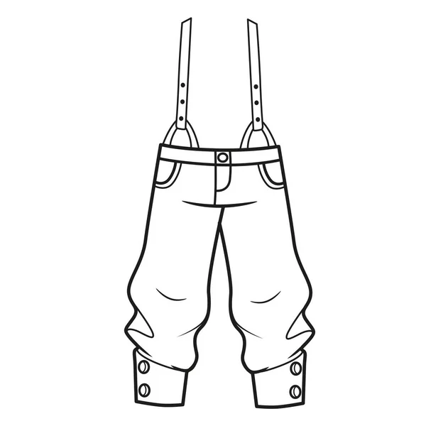 Pantolon Askısı Beyaz Arkaplanda Renk Vermek Için Düğme Ana Hatları — Stok Vektör